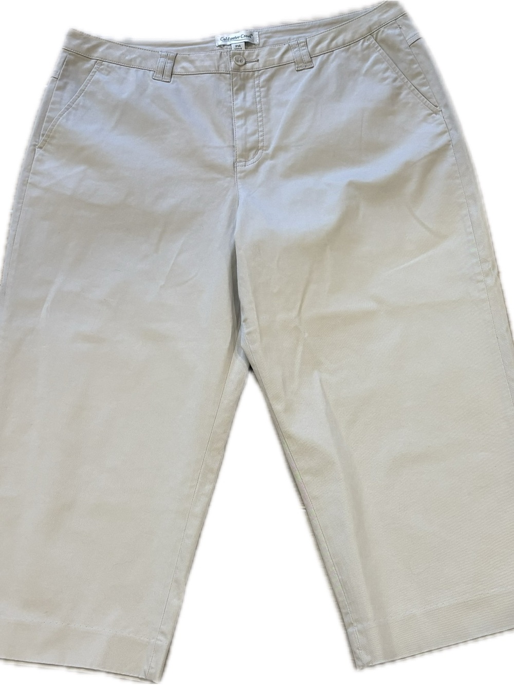 Coldwater Creek Khaki Cropped Pants Size 14 Petite Like New - Picture 6 of 6